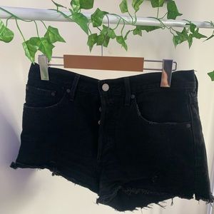 Black Denim Forum Ripped Jean Short